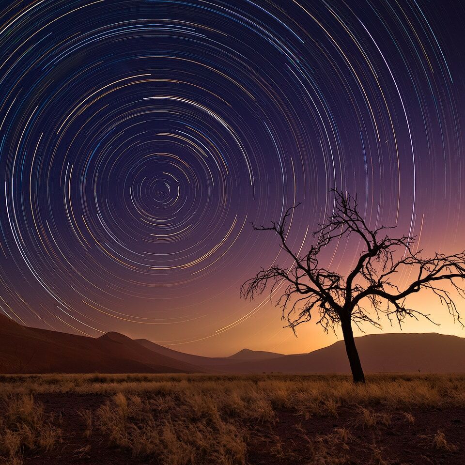 Startrails over desert scene in Sossuvlei