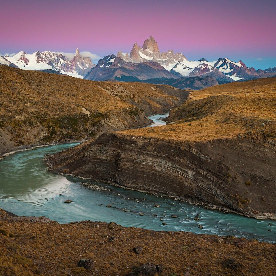 Cerro Torre and Fitz Roy at sunrise