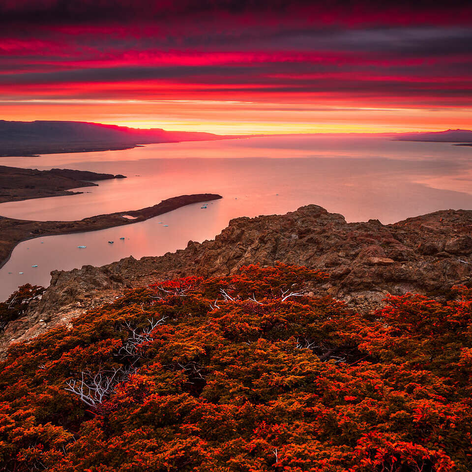 Lago Viedma at sunrise.